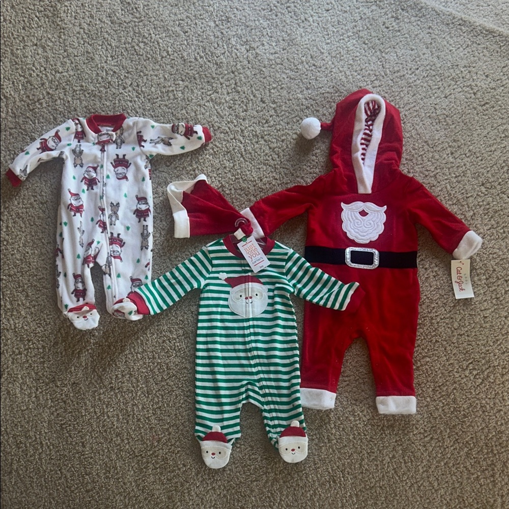 Cat & Jack + Carters Festive Red Santa Romper